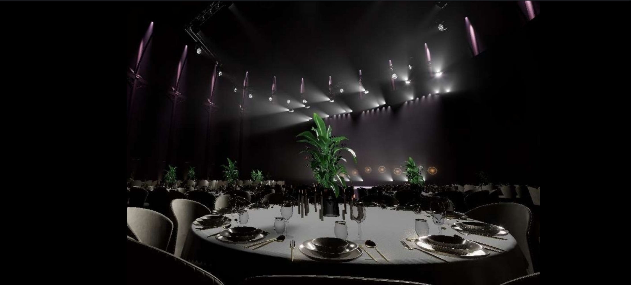 Gala dinner lighting design render